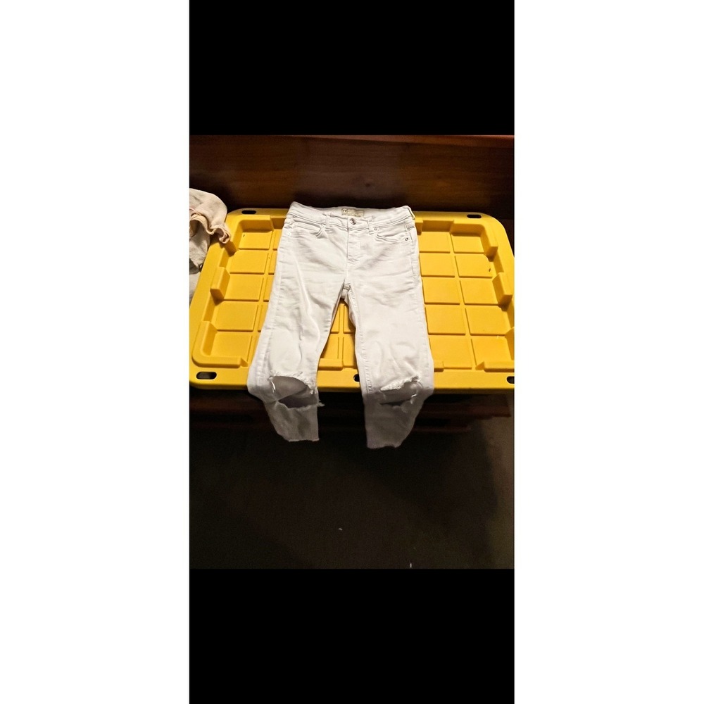 Free People White Distressed Ripped Knee Skinny Jeans Women's Denim Casual